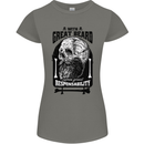 Great Beard Comes Great Responsibility Skull Womens Petite Cut T-Shirt Charcoal
