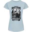 Great Beard Comes Great Responsibility Skull Womens Petite Cut T-Shirt Light Blue