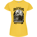 Great Beard Comes Great Responsibility Skull Womens Petite Cut T-Shirt Yellow
