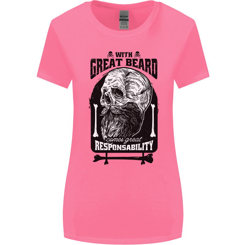 Great Beard Comes Great Responsibility Skull Womens Wider Cut T-Shirt Azalea