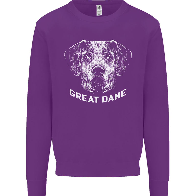 Great Dane Dog Kids Sweatshirt Jumper Purple