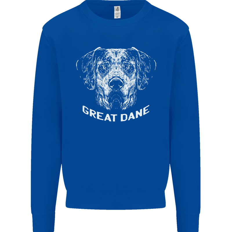 Great Dane Dog Kids Sweatshirt Jumper Royal Blue
