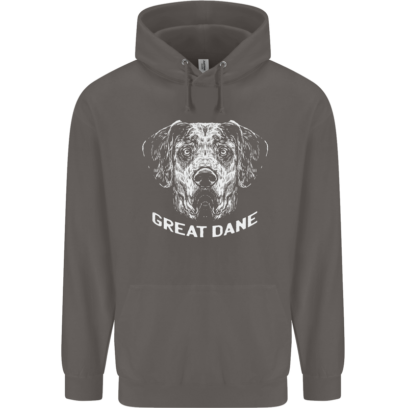 Great Dane Dog Mens 80% Cotton Hoodie Charcoal