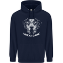 Great Dane Dog Mens 80% Cotton Hoodie Navy Blue