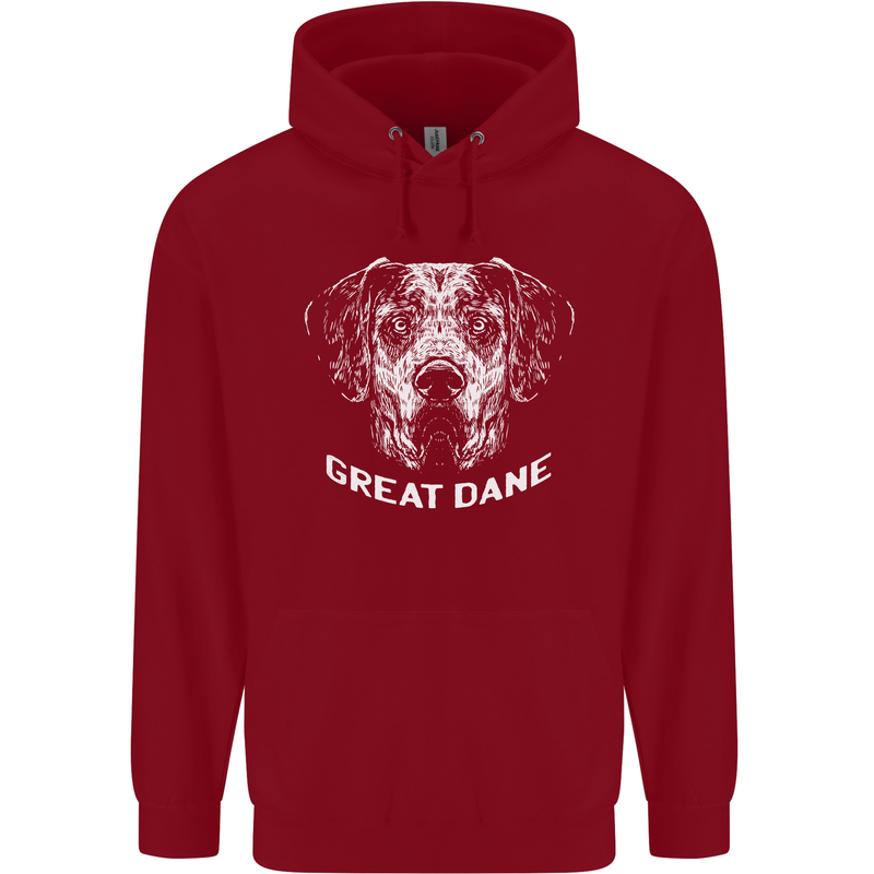 Great Dane Dog Mens 80% Cotton Hoodie Red