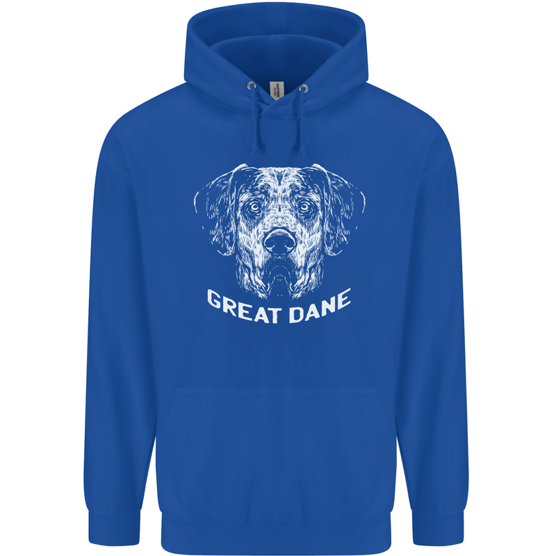 Great Dane Dog Mens 80% Cotton Hoodie Royal Blue