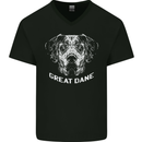 Great Dane Dog Mens V-Neck Cotton T-Shirt Black