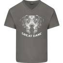 Great Dane Dog Mens V-Neck Cotton T-Shirt Charcoal