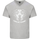 Great Dane Dog Mens V-Neck Cotton T-Shirt Sports Grey