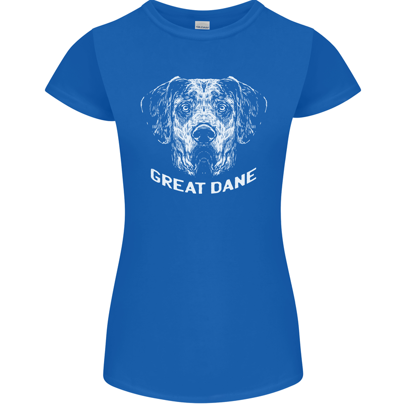 Great Dane Dog Womens Petite Cut T-Shirt Royal Blue