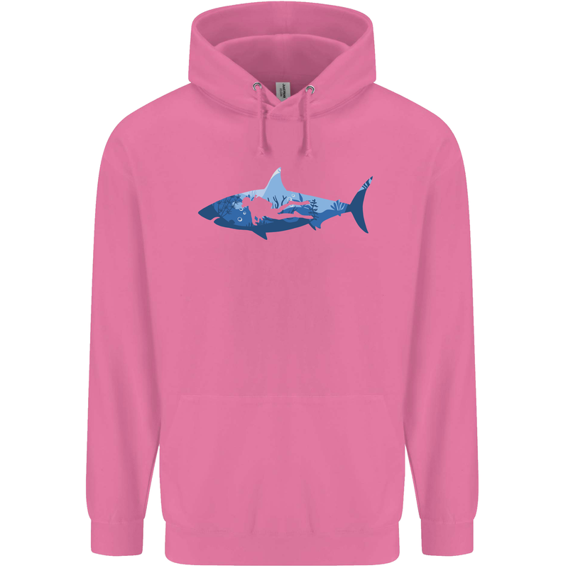 Great White Shark Scuba Diver Diving Childrens Kids Hoodie Azalea