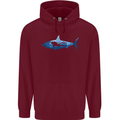 Great White Shark Scuba Diver Diving Childrens Kids Hoodie Maroon