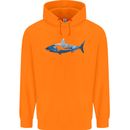 Great White Shark Scuba Diver Diving Childrens Kids Hoodie Orange