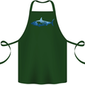 Great White Shark Scuba Diver Diving Cotton Apron 100% Organic Forest Green