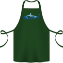 Great White Shark Scuba Diver Diving Cotton Apron 100% Organic Forest Green