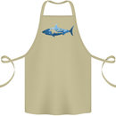 Great White Shark Scuba Diver Diving Cotton Apron 100% Organic Khaki