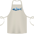 Great White Shark Scuba Diver Diving Cotton Apron 100% Organic Natural