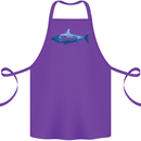 Great White Shark Scuba Diver Diving Cotton Apron 100% Organic Purple