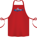Great White Shark Scuba Diver Diving Cotton Apron 100% Organic Red