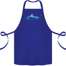 Great White Shark Scuba Diver Diving Cotton Apron 100% Organic Royal Blue