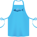 Great White Shark Scuba Diver Diving Cotton Apron 100% Organic Turquoise