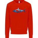 Great White Shark Scuba Diver Diving Kids Sweatshirt Jumper Bright Red