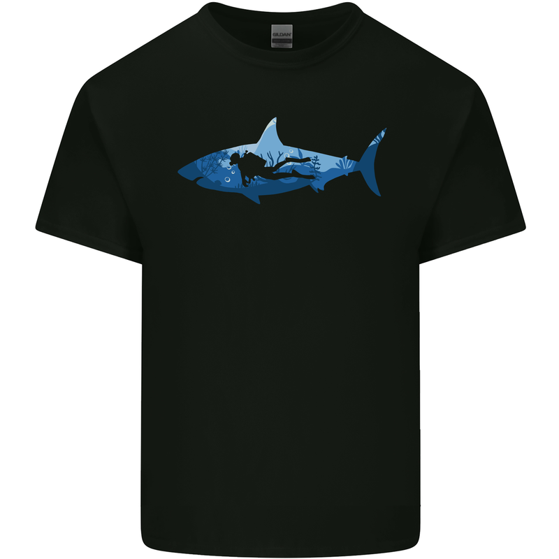 Great White Shark Scuba Diver Diving Kids T-Shirt Childrens Black