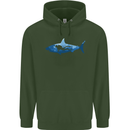 Great White Shark Scuba Diver Diving Mens 80% Cotton Hoodie Forest Green