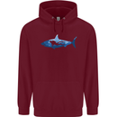 Great White Shark Scuba Diver Diving Mens 80% Cotton Hoodie Maroon