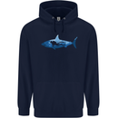 Great White Shark Scuba Diver Diving Mens 80% Cotton Hoodie Navy Blue