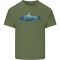 Great White Shark Scuba Diver Diving Mens Cotton T-Shirt Tee Top Military Green