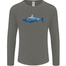 Great White Shark Scuba Diver Diving Mens Long Sleeve T-Shirt Charcoal