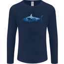 Great White Shark Scuba Diver Diving Mens Long Sleeve T-Shirt Navy Blue