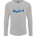 Great White Shark Scuba Diver Diving Mens Long Sleeve T-Shirt Sports Grey