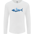 Great White Shark Scuba Diver Diving Mens Long Sleeve T-Shirt White