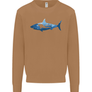 Great White Shark Scuba Diver Diving Mens Sweatshirt Jumper Caramel Latte