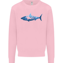 Great White Shark Scuba Diver Diving Mens Sweatshirt Jumper Light Pink