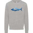 Great White Shark Scuba Diver Diving Mens Sweatshirt Jumper Sports Grey