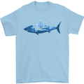 Great White Shark Scuba Diver Diving Mens T-Shirt 100% Cotton Light Blue