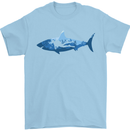 Great White Shark Scuba Diver Diving Mens T-Shirt 100% Cotton Light Blue