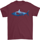 Great White Shark Scuba Diver Diving Mens T-Shirt 100% Cotton Maroon