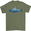 Great White Shark Scuba Diver Diving Mens T-Shirt 100% Cotton Military Green