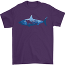 Great White Shark Scuba Diver Diving Mens T-Shirt 100% Cotton Purple