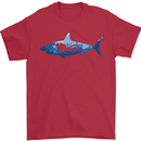 Great White Shark Scuba Diver Diving Mens T-Shirt 100% Cotton Red