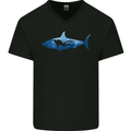 Great White Shark Scuba Diver Diving Mens V-Neck Cotton T-Shirt Black