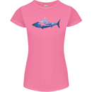 Great White Shark Scuba Diver Diving Womens Petite Cut T-Shirt Azalea