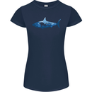 Great White Shark Scuba Diver Diving Womens Petite Cut T-Shirt Navy Blue