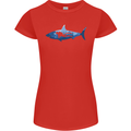 Great White Shark Scuba Diver Diving Womens Petite Cut T-Shirt Red