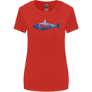 Great White Shark Scuba Diver Diving Womens Wider Cut T-Shirt Red