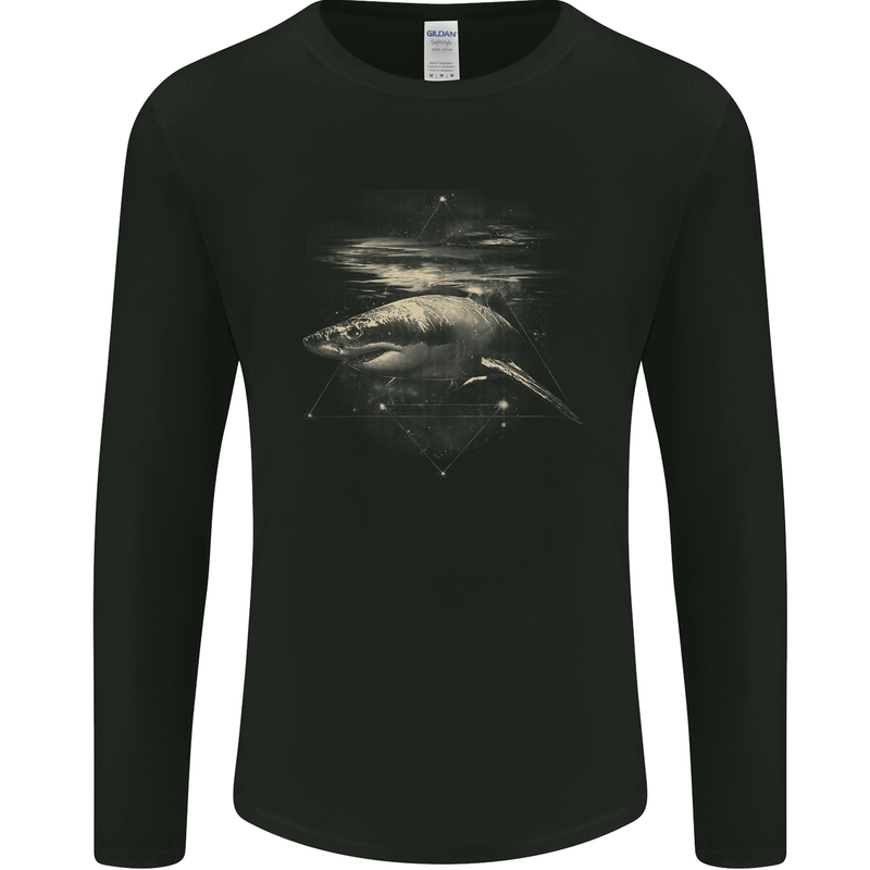Great White Shark Scuba Diving Diver Mens Long Sleeve T-Shirt Black